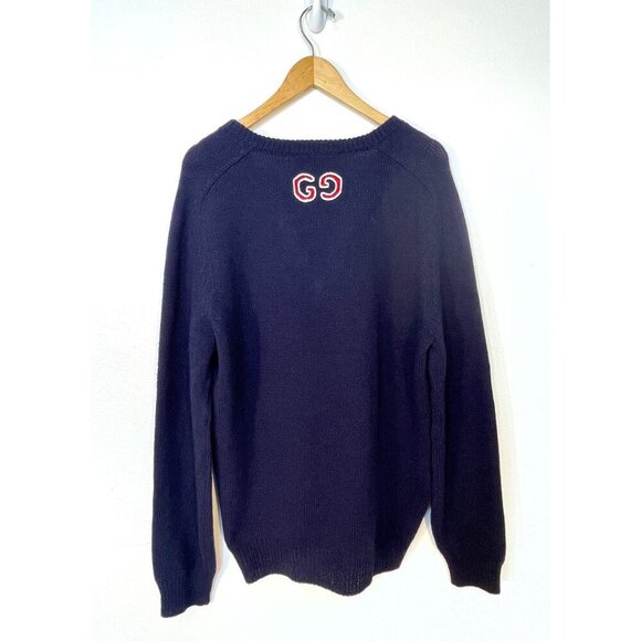 NWT Gucci Super Runway GG Logo Wool Cashmere V Neck Pullover Sweater Size L - Picture 3 of 7